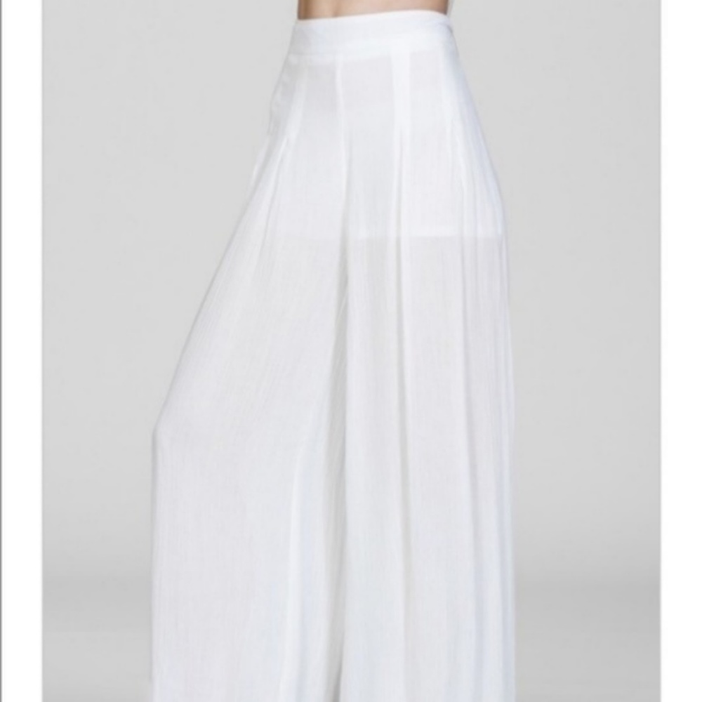 Lightweight White High Waist Palazzo Pants - Picture 5 of 5